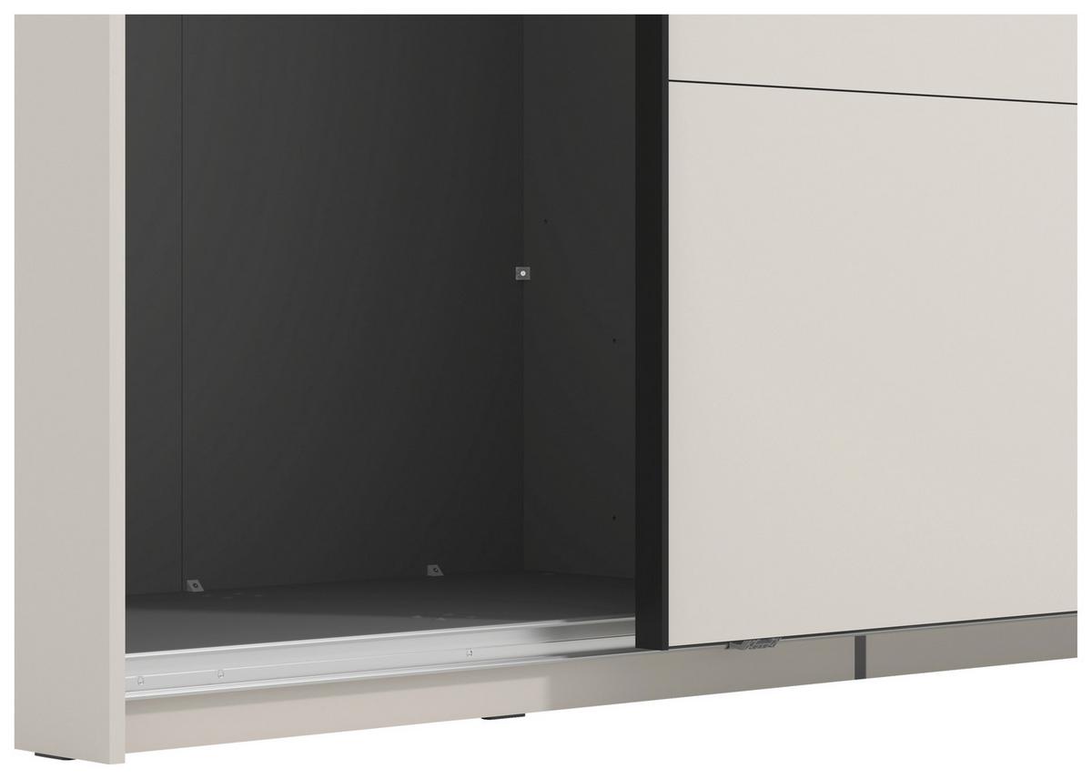 Schwebetürenschrank Gard Kaschmirfarben - Kaschmir/Schwarz, KONVENTIONELL, Holzwerkstoff/Metall (195/217/61cm) - Based