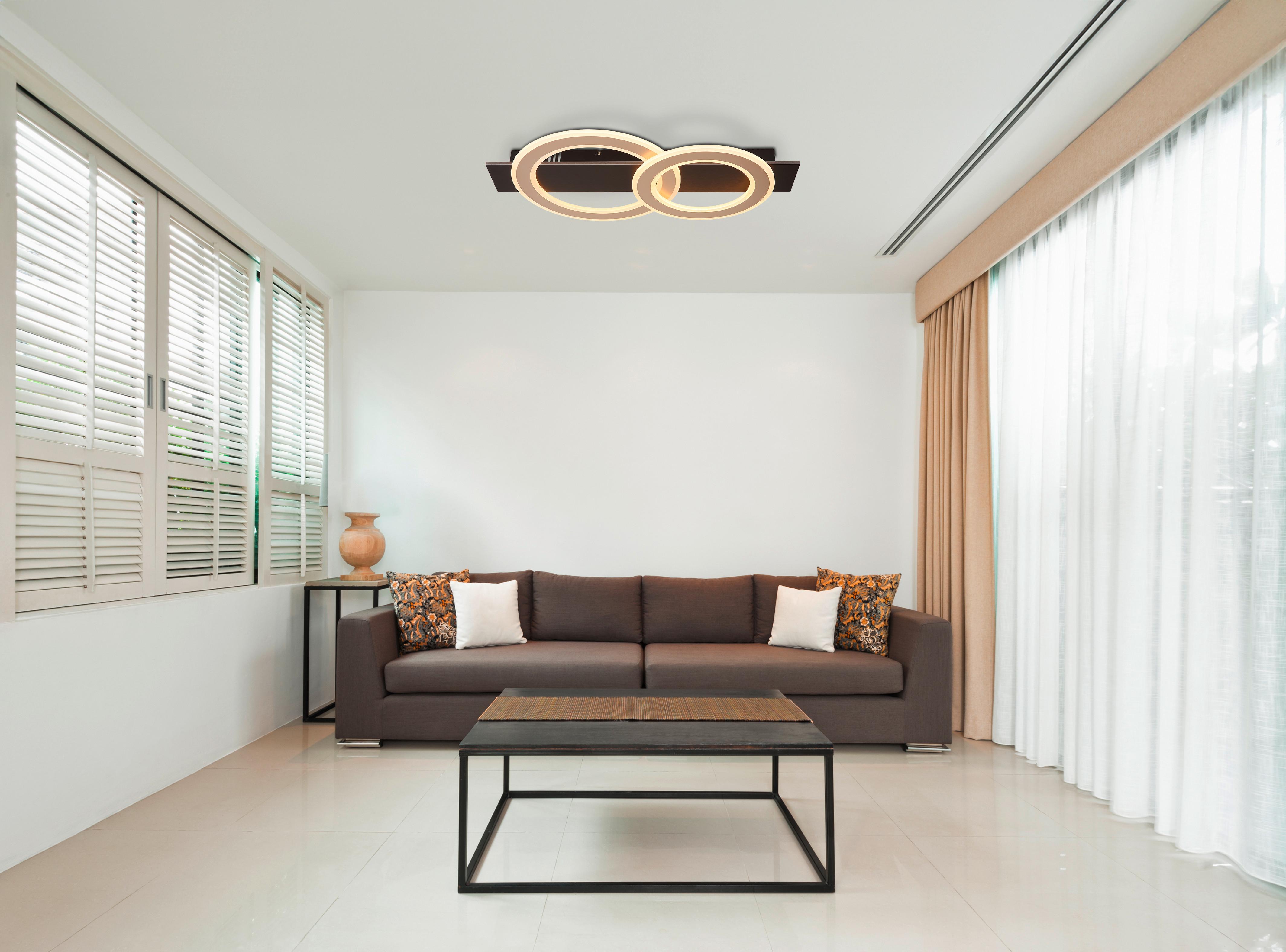 Led Mennyezeti Lámpa 48034a-40 Jayden - sötétbarna/Pezsgő, Design, műanyag/faalapú anyag (63/35/7cm) - Globo