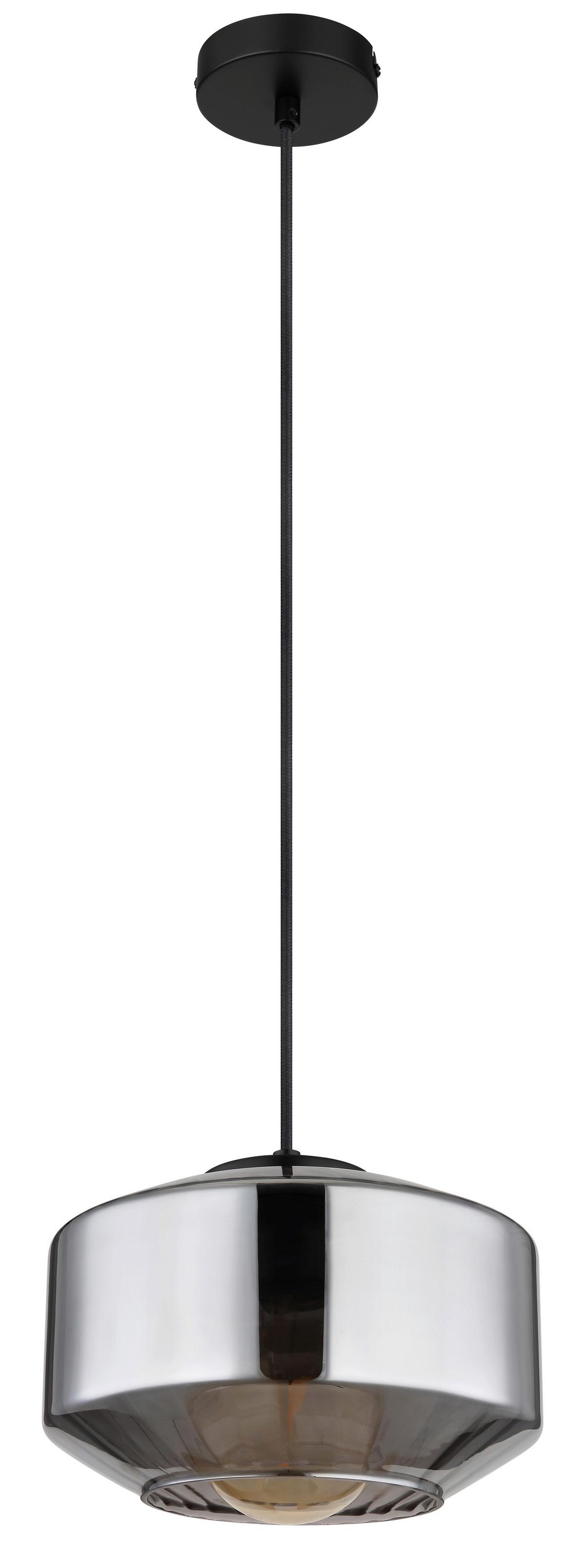 Hängeleuchte Christiana max. 40 Watt - Schwarz, Design, Glas/Metall (24/120cm) - Globo