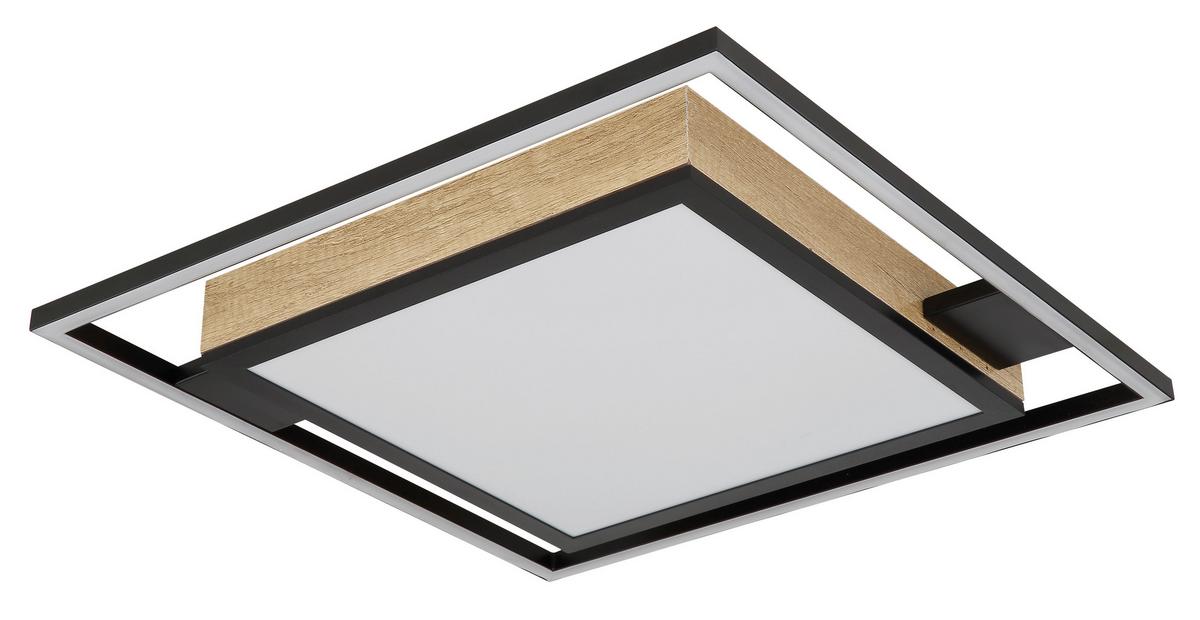 Stropna Led-svetilka Jorry, S Sijalko - črna/temno rjava, Design, kovina/umetna masa (40/40/6cm) - Globo