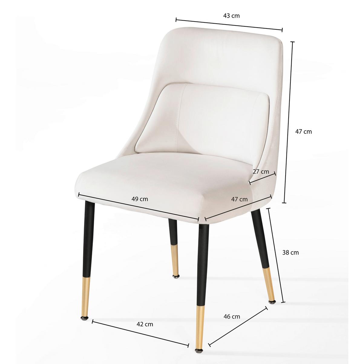 STUHL WL6.998 - Beige/Goldfarben, Design, Textil/Metall (49/85/56cm) - Livetastic