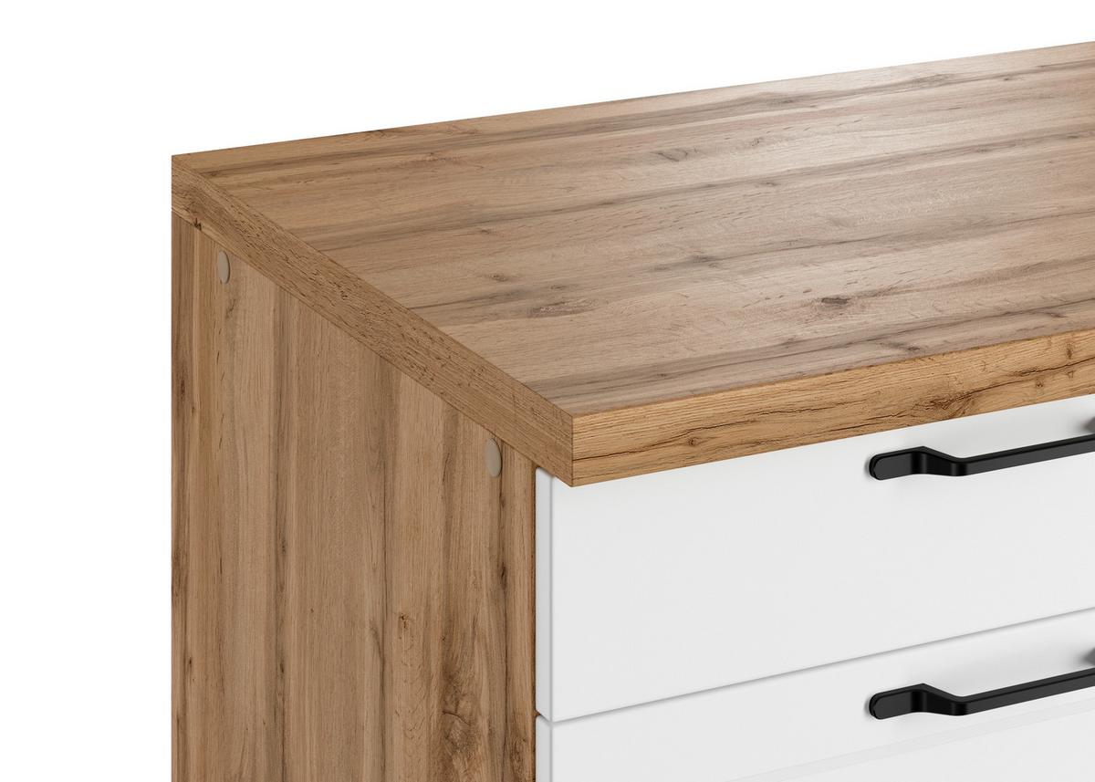 Küchenzeile Meran mit Geräten ca. 360 cm Weiß/Eiche Dekor - Eiche Wotan/Schwarz, LIFESTYLE, Holzwerkstoff/Metall (360cm) - Frommholz