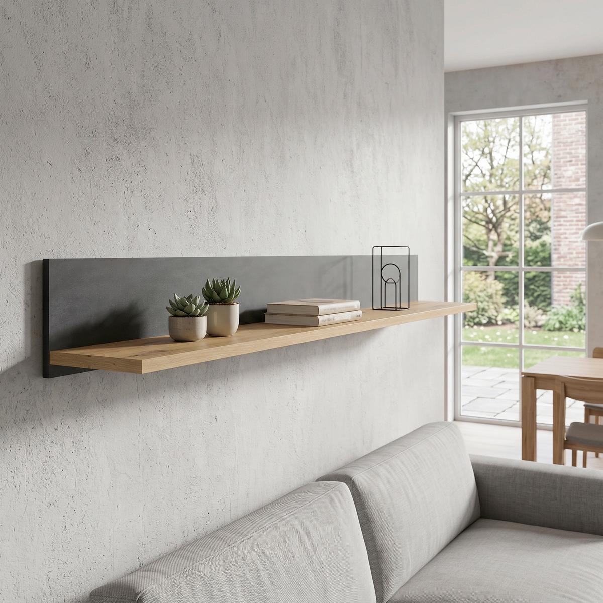 Zidna Polica Nina - hrast artisan, pločasti materijal (164/21/23cm) - Modern Living