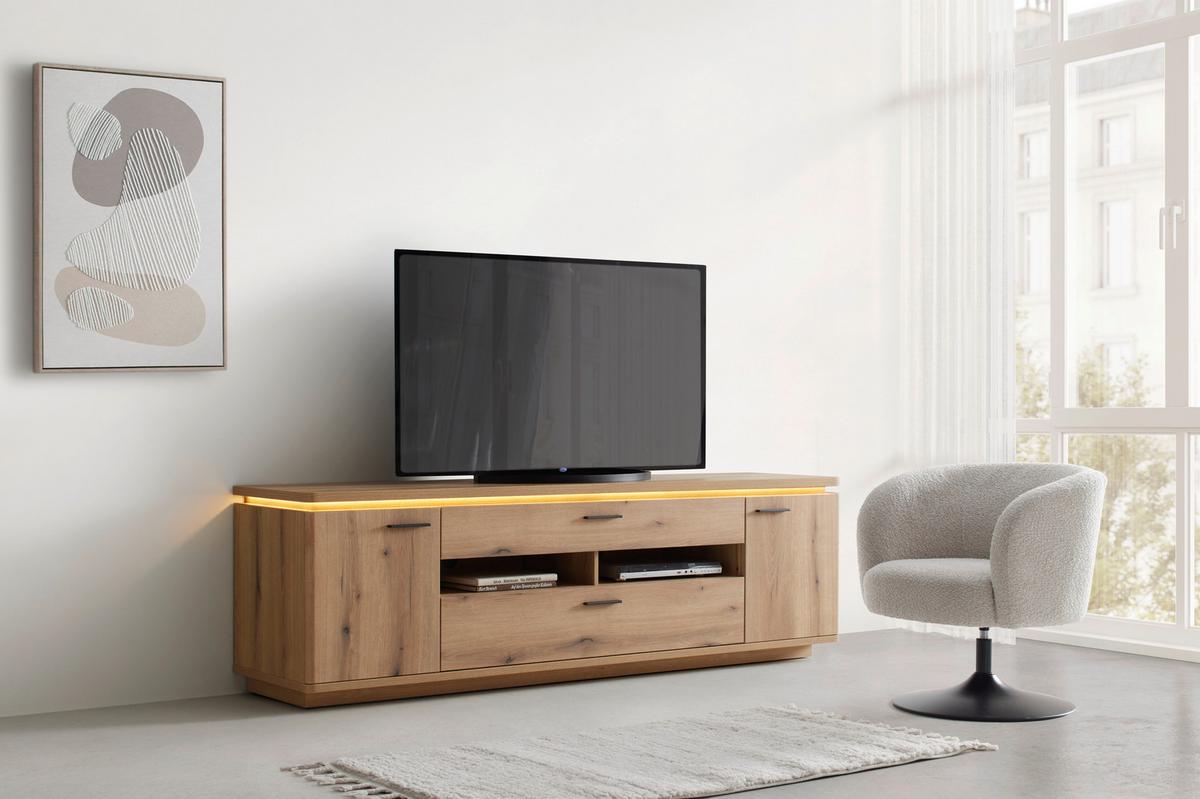 TV-Element Alameda Eichefarben - Eichefarben/Anthrazit, Modern, Holzwerkstoff/Metall (210/65/50cm) - Mömax