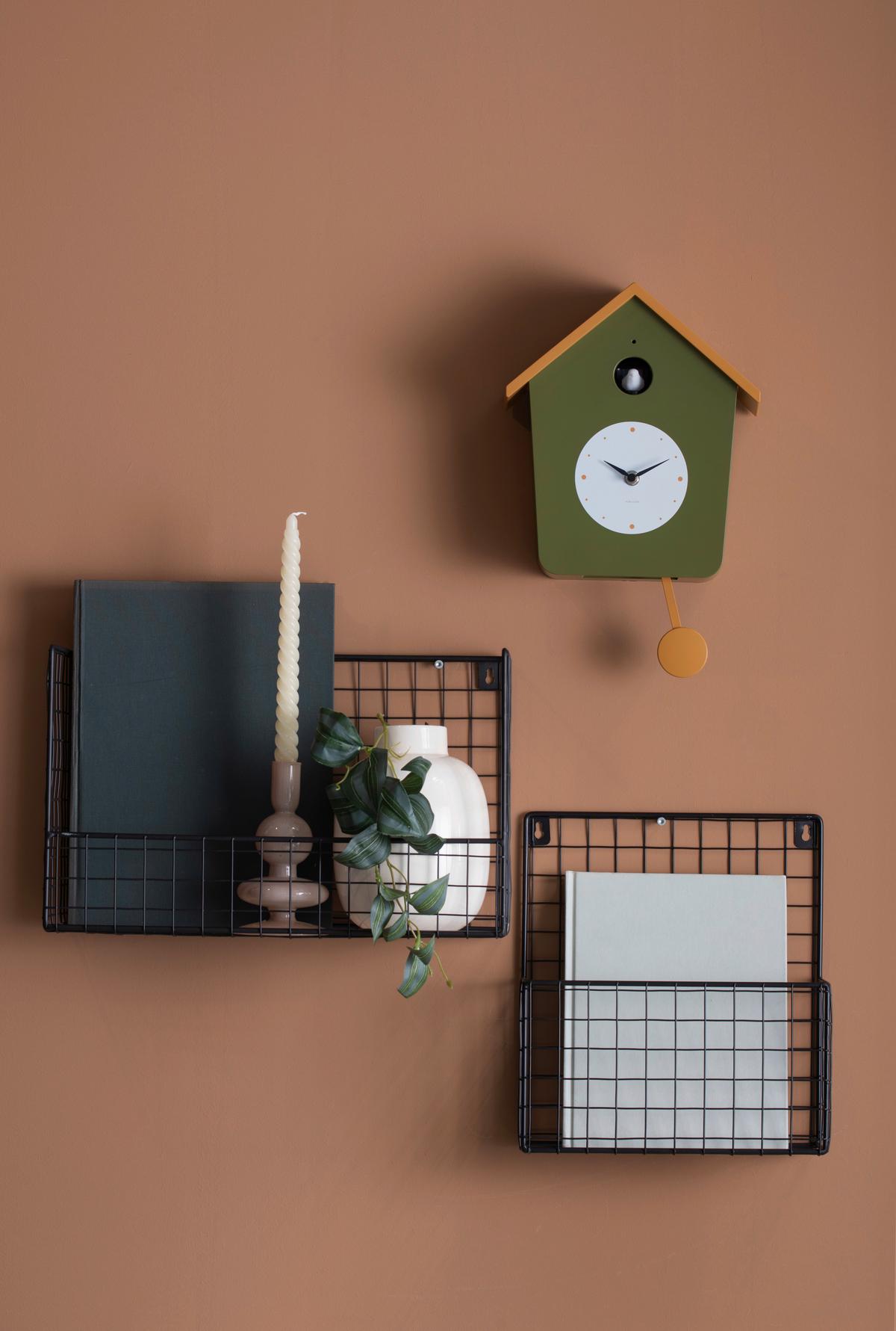 ZEGAR ŚCIENNY CUCKOO LIGHT - koralowiec/leśny, Basics, tworzywo sztuczne (23/10.5/26cm) - Karlsson