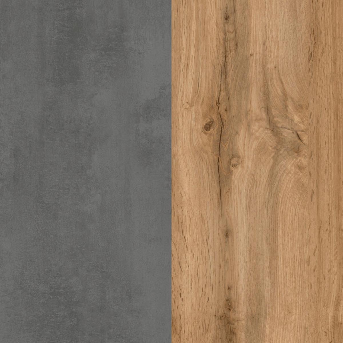 Midischrank Varese ca. 65x130 cm Hellgrau/Eiche - Eiche Wotan/Silberfarben, MODERN, Holzwerkstoff/Kunststoff (65/130/35cm) - Held