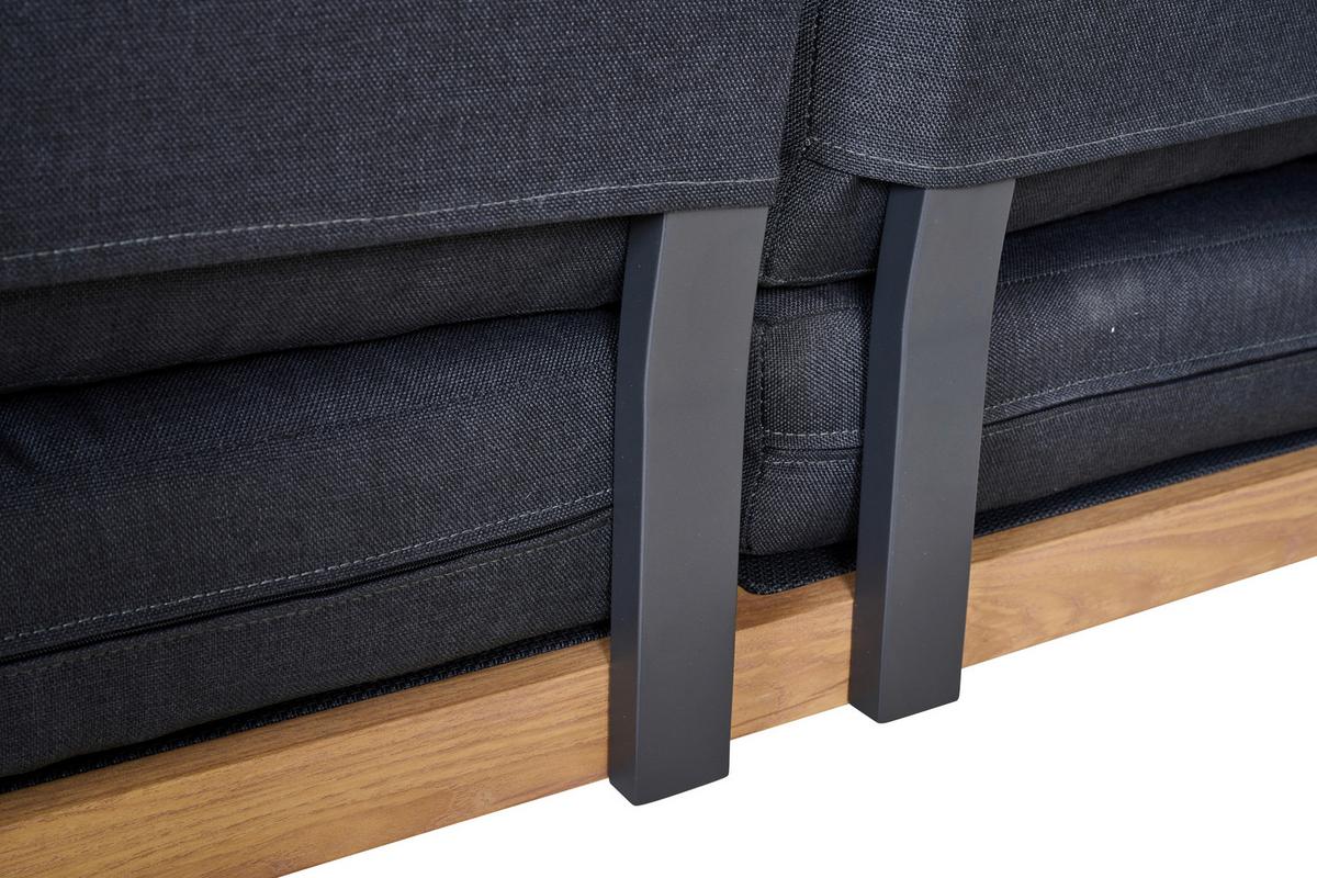 Loungegarnitur Bari Anthrazit/Teakfarben - Anthrazit/Teakfarben, Basics, Textil/Metall (73,5/78,5/155cm) - Siena Garden