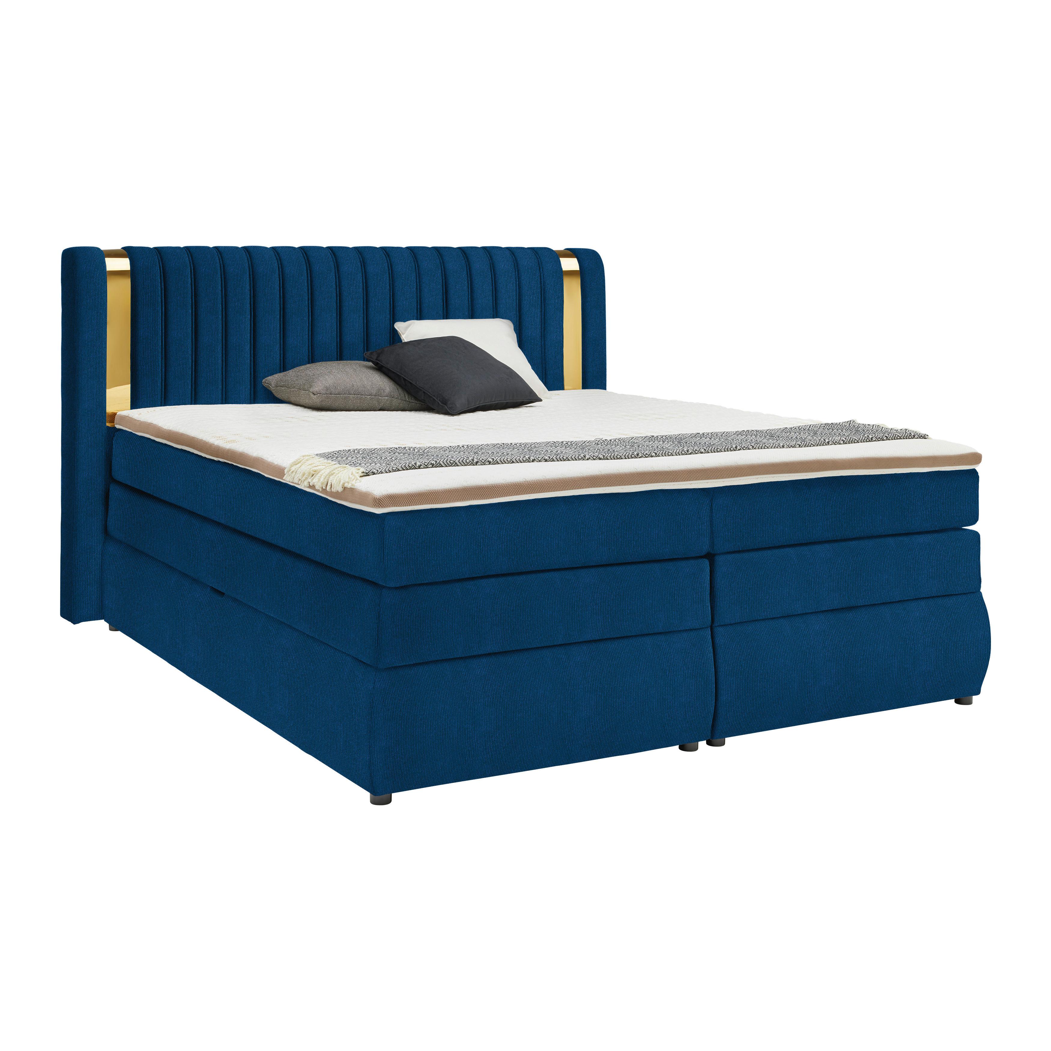 PAT BOXSPRING MINOLA GOLD EXKLUZIV - albastru regal, Konventionell, textil (180/200cm) - Premium Living