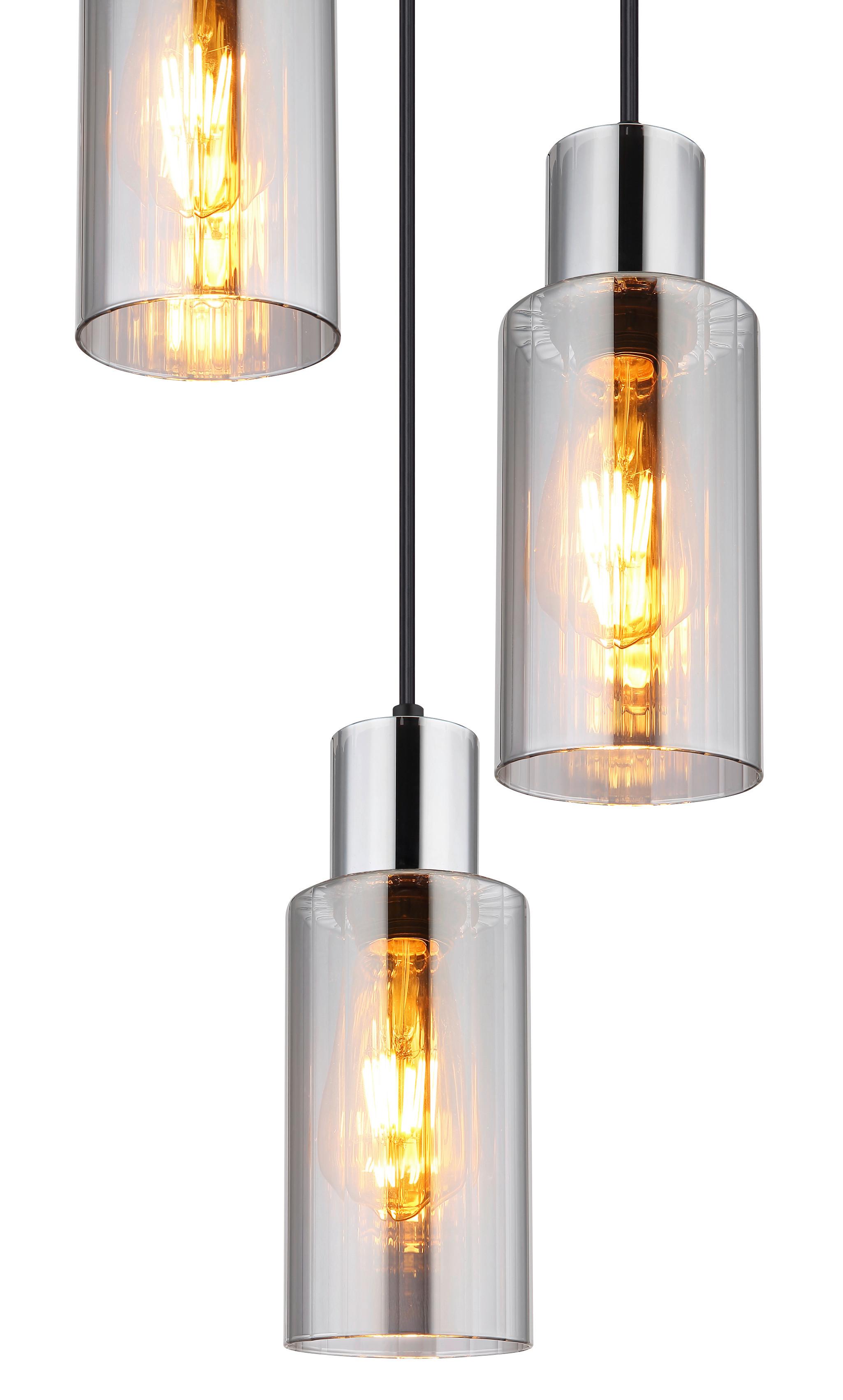 HÄNGELEUCHTE 15708-3H - Schwarz, Basics, Glas/Metall (32/120cm) - Globo