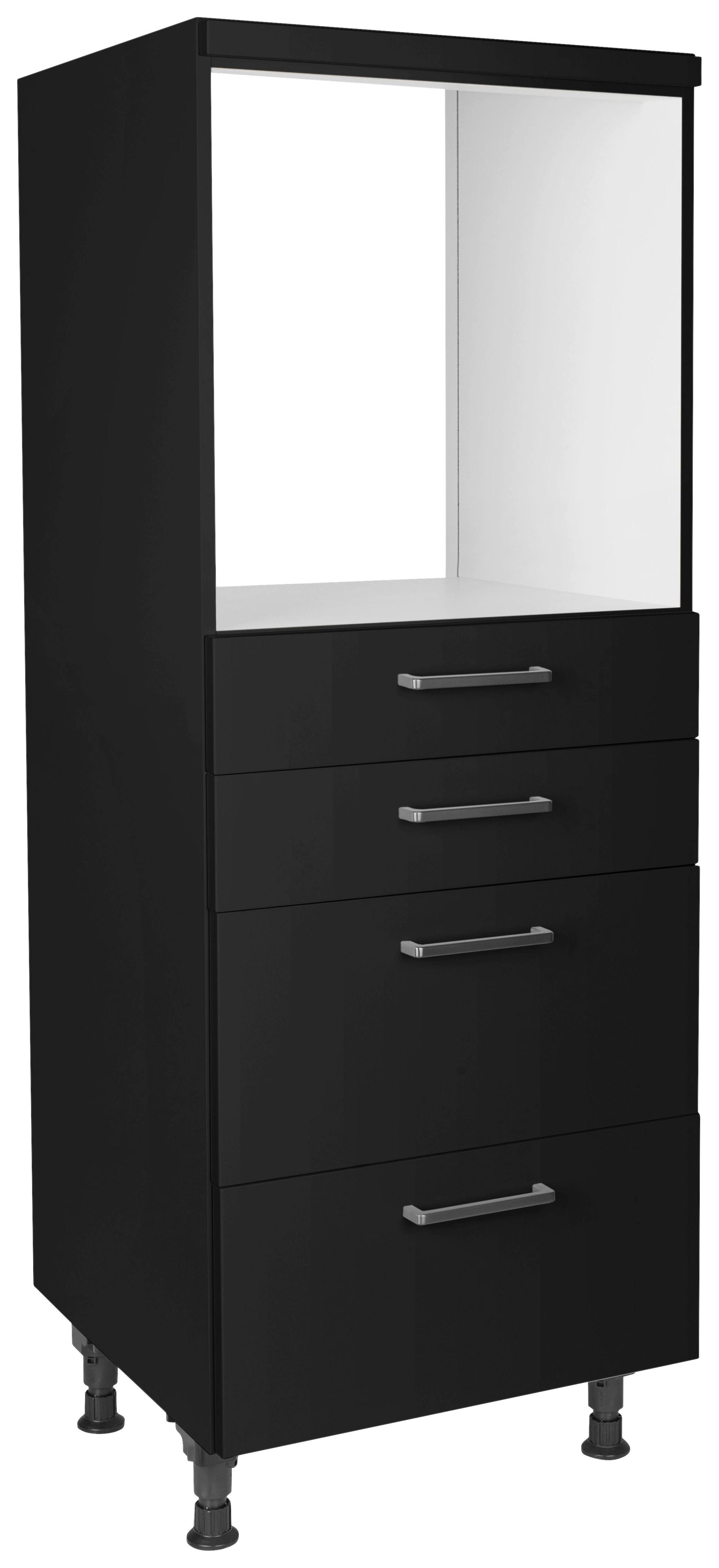Geräteumbauschrank Touch Schwarz - Edelstahlfarben/Schwarz, MODERN, Holzwerkstoff/Metall (60/168/58cm) - Nobilia