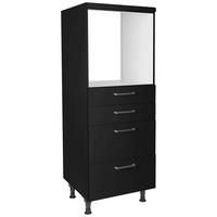 Geräteumbauschrank Touch Schwarz - Edelstahlfarben/Schwarz, MODERN, Holzwerkstoff/Metall (60/168/58cm) - Nobilia