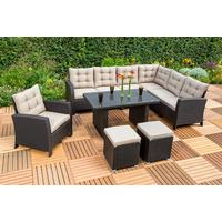 Vrtni Set Salerno, 5-delni, Z Blazinami - bež/rjava, Moderno, kovina/umetna masa - Gardenson