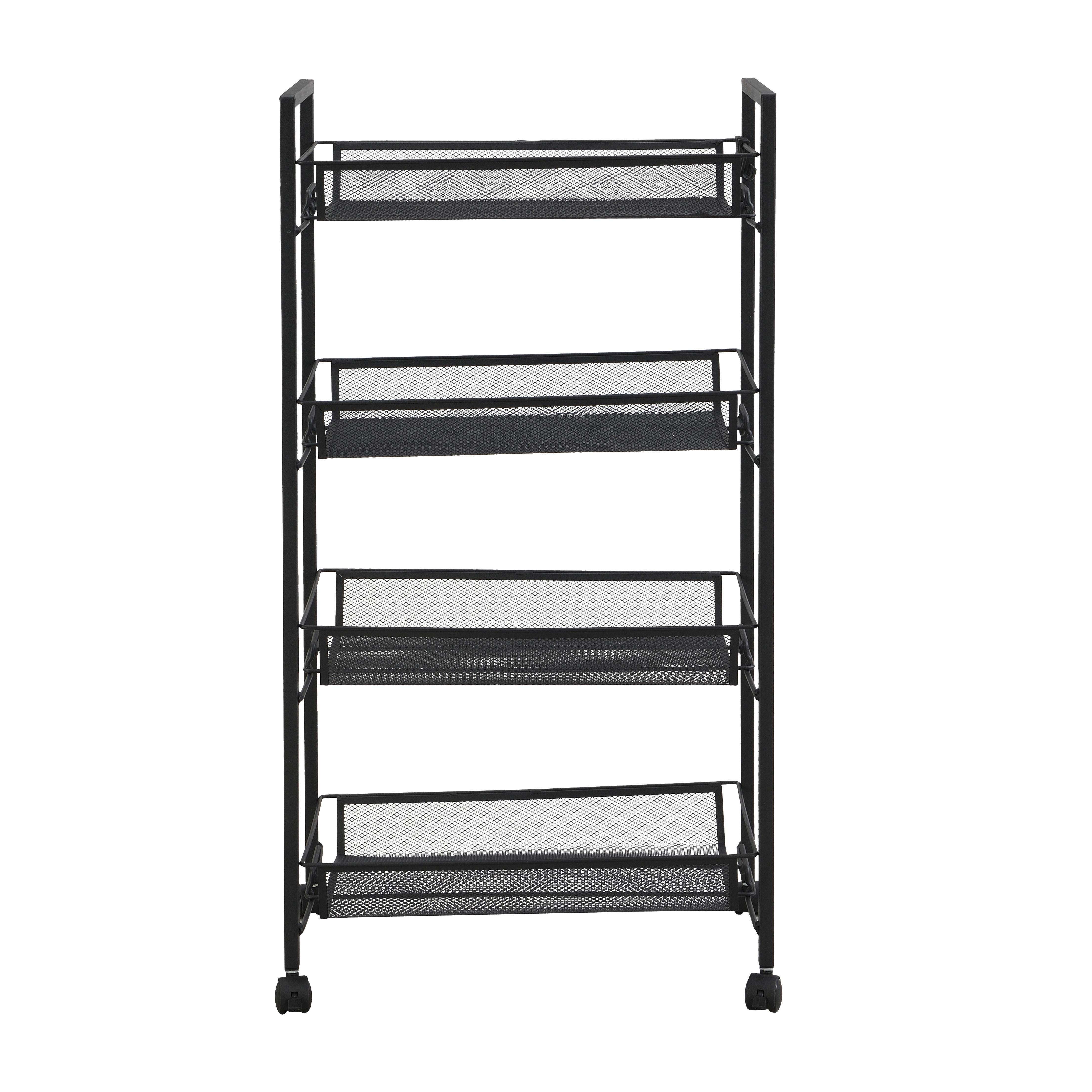 Cărucior universal depozitare SILVIA 2 - negru, Modern, plastic/metal (44/84/26cm) - Modern Living
