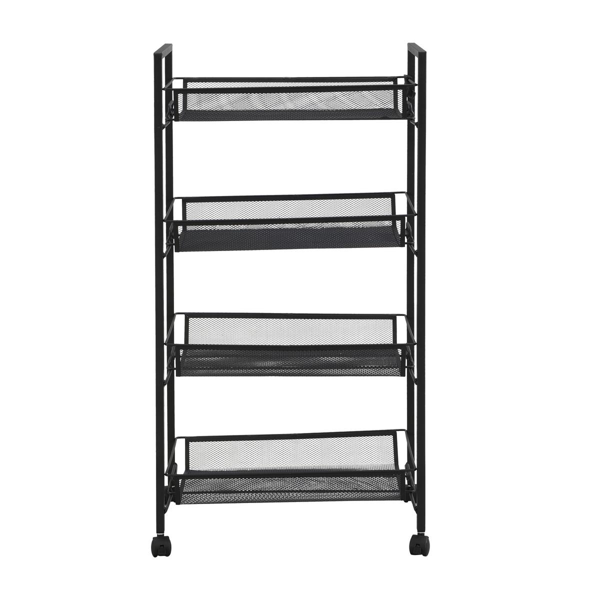 Cărucior universal depozitare SILVIA 2 - negru, Modern, plastic/metal (44/84/26cm) - Modern Living
