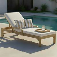 Vrrtni Ležalnik Elja, Krem, Les Akacije - siva/barve akacije, Moderno, tekstil/les (200/90/75cm) - Bessagi Garden