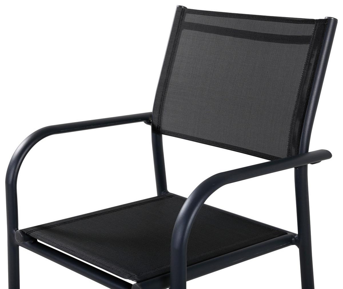 Stapelsessel 2er-Set Santorini ca. 56x90x55 cm Schwarz - Schwarz, KONVENTIONELL, Metall (56/90/55cm) - Gardenson