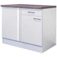 Eckunterschrank Weiß - Edelstahlfarben/Weiß, MODERN, Holzwerkstoff/Metall (110/86/60cm) - FlexWell