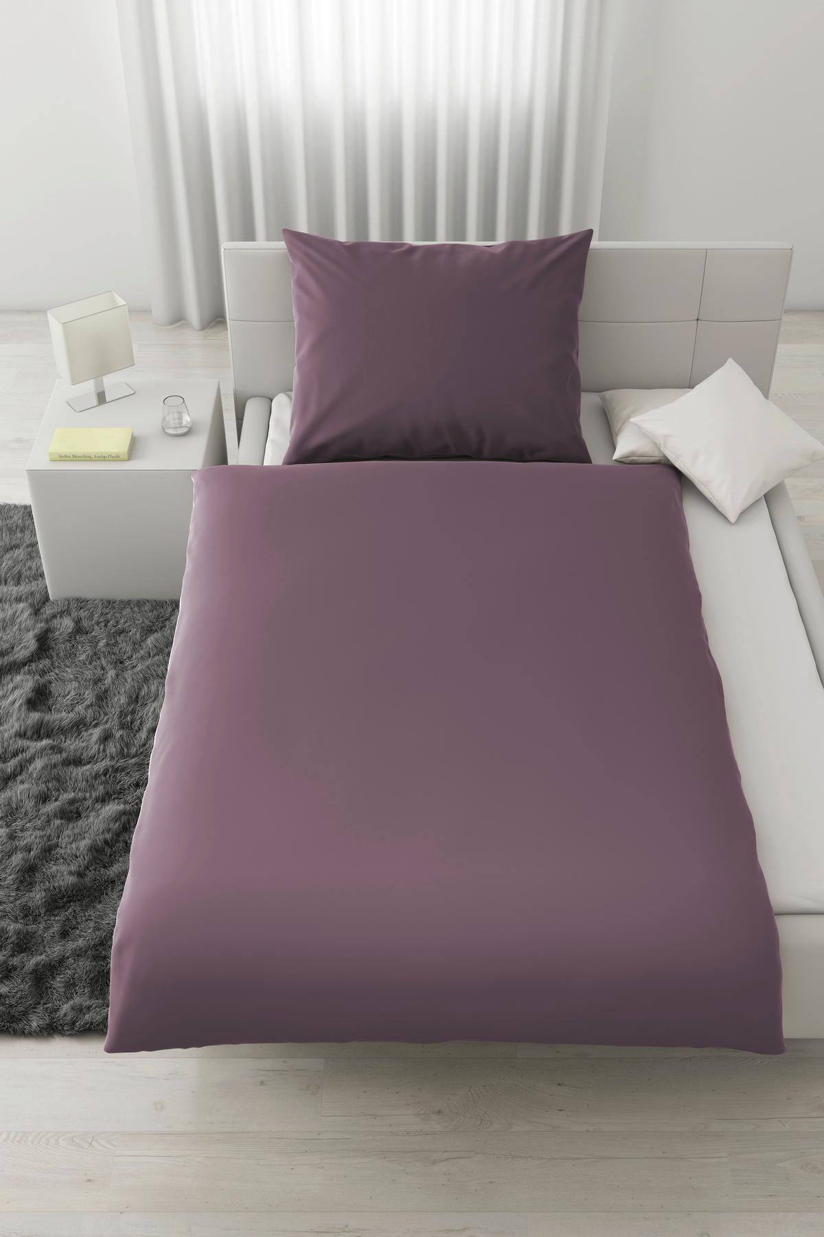 Bettwäsche Bio-Sophia Uni Lila ca. 140x200cm - Lila, Natur, Textil (140/200cm) - ecoTree