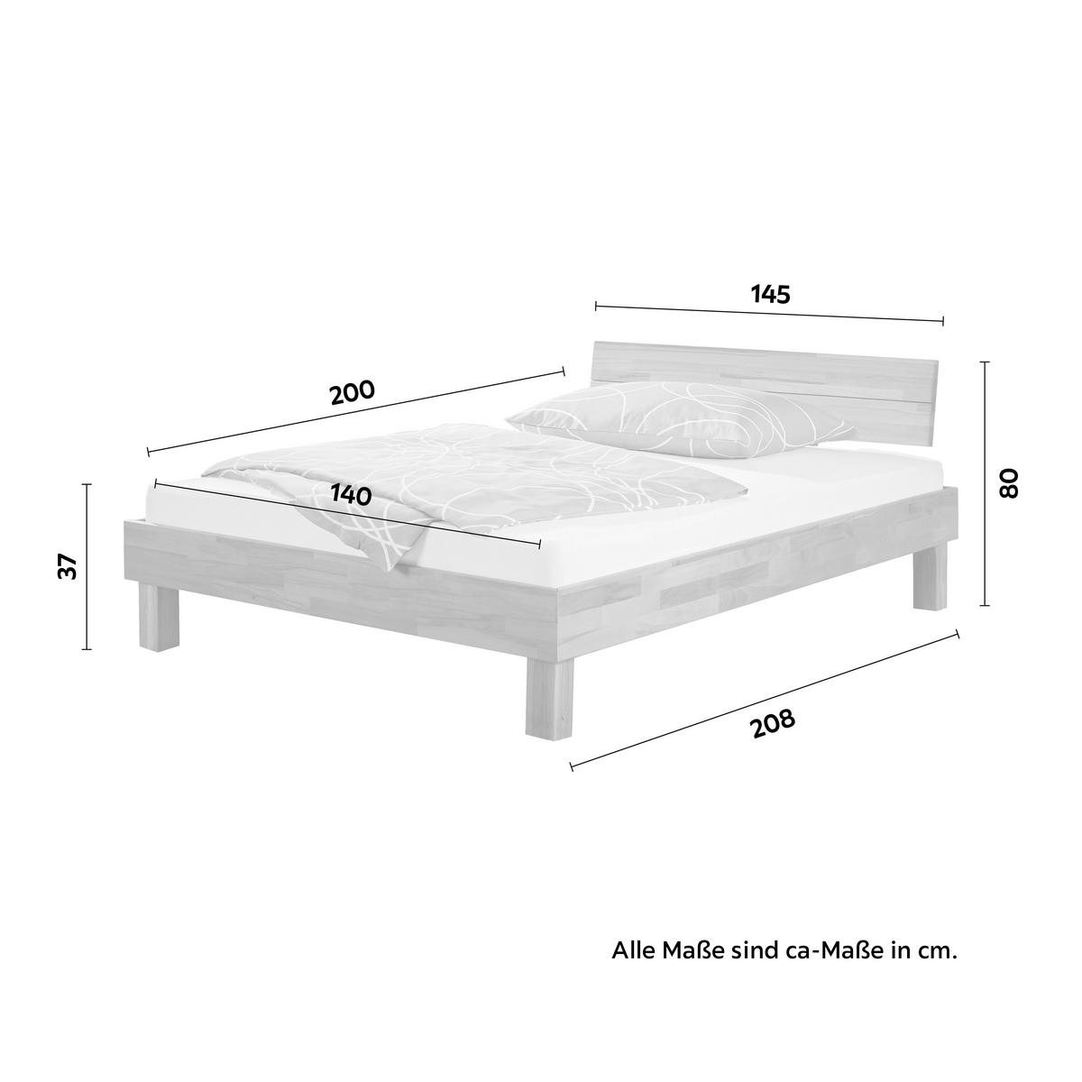Bett aus Massiv Holz ca. 140x200cm - Naturfarben, KONVENTIONELL, Holz (140/200cm) - ecoTree