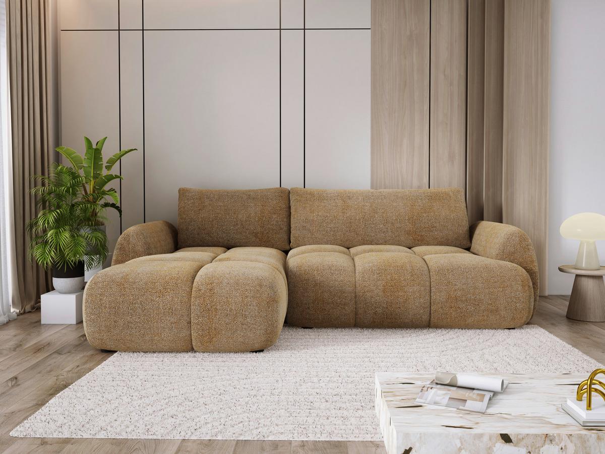 Sarokkanapé Wind - aranybarna/barna, Modern, textil (183/68-82/273cm) - Premium Living