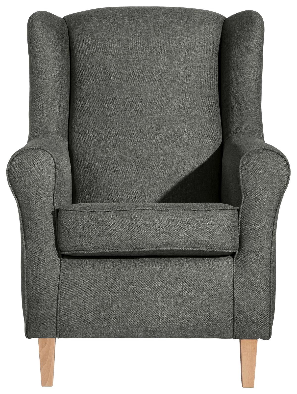 Ohrensessel "Lorris" , anthrazit - Anthrazit/Buchefarben, Modern, Textil (77/103/86cm) - Max Winzer