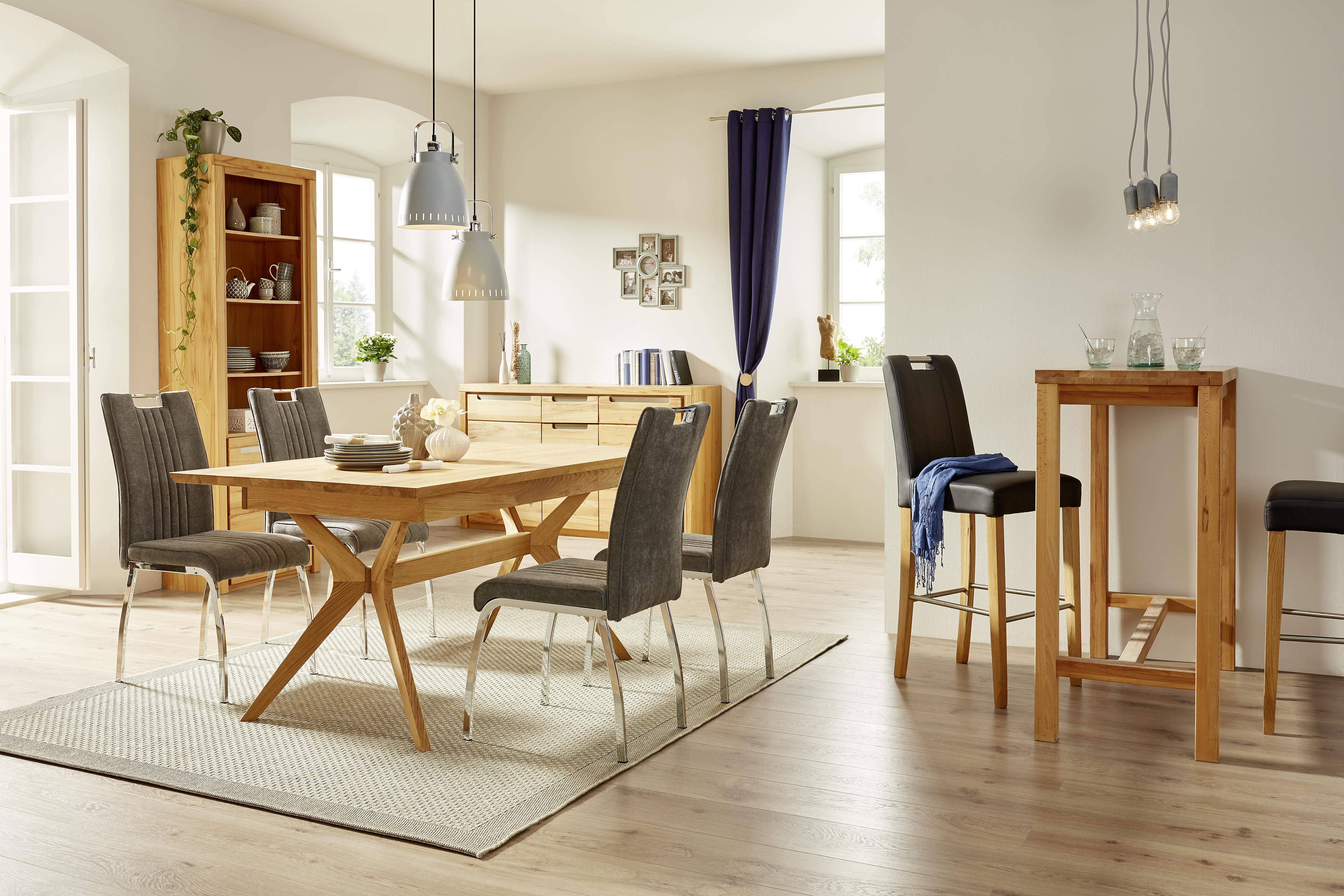 Ausziehtisch aus Eiche Massiv - Eichefarben, LIFESTYLE, Holz (160-210/90/76cm) - Zandiara