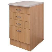 Küchenunterschrank "Nano" , Buche - Edelstahlfarben/Beige, Holzwerkstoff/Kunststoff (50/85/60cm) - FlexWell