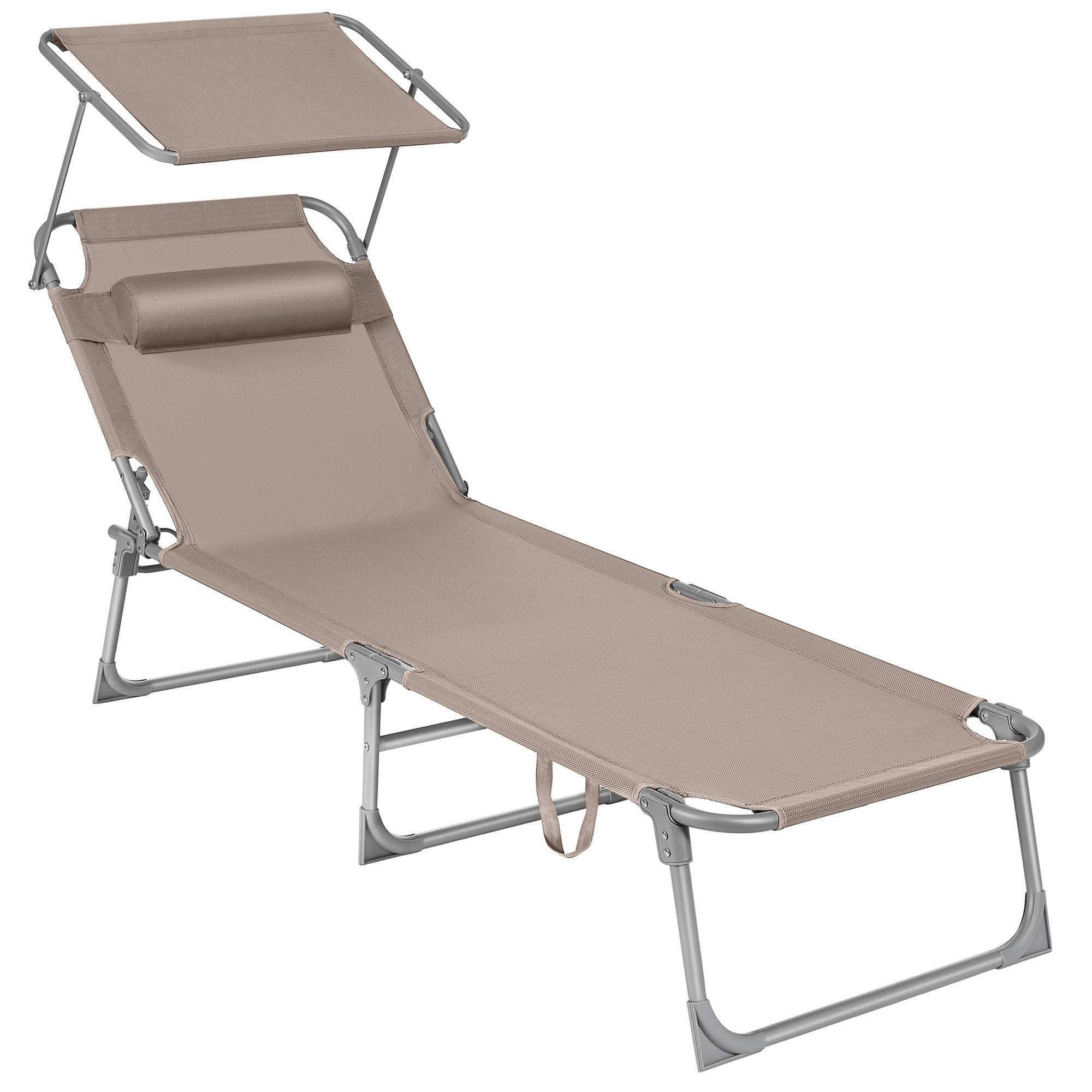 Sonnenliege Großer Liegesessel Taupe - Taupe, Basics, Textil/Metall (53/29,5/193cm) - Modante