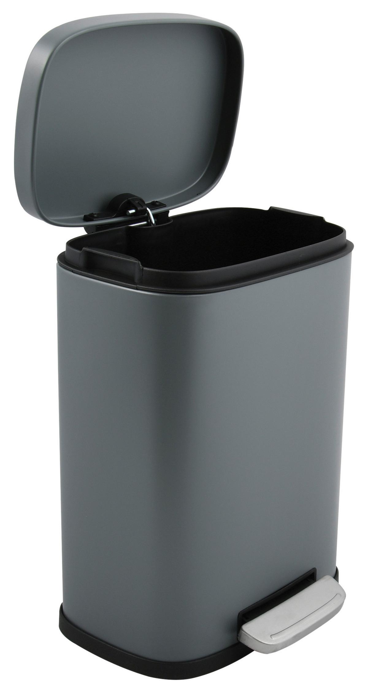 Treteimer Akira Matt-Grey - Dunkelgrau/Schwarz, Basics, Kunststoff/Metall (28/19,3/37,9cm) - Spirella