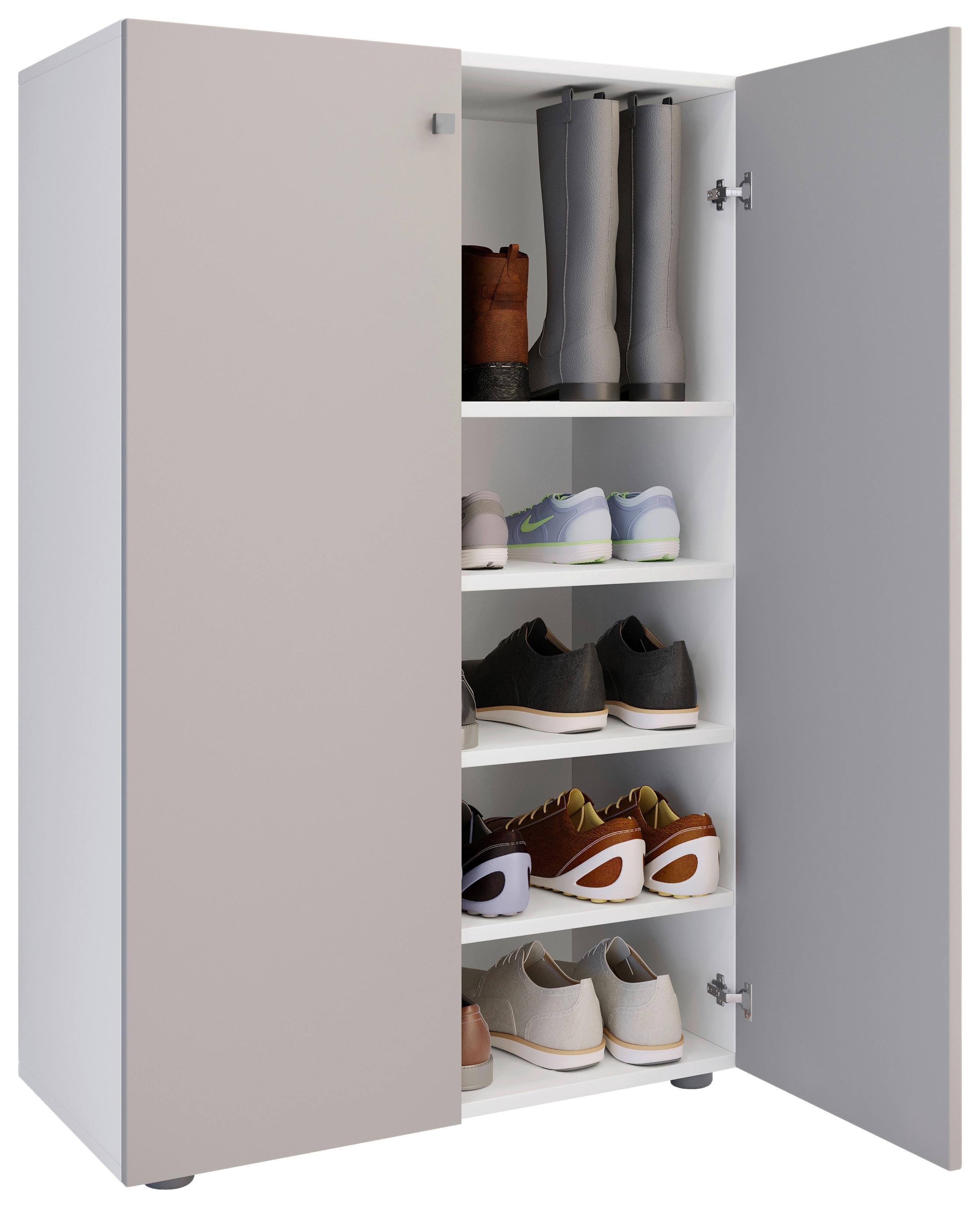 SCHUHSCHRANK LONA XL 5 DT - Weiss/Silberfarben, Design, Holzwerkstoff/Kunststoff (70/110/39cm) - MID.YOU