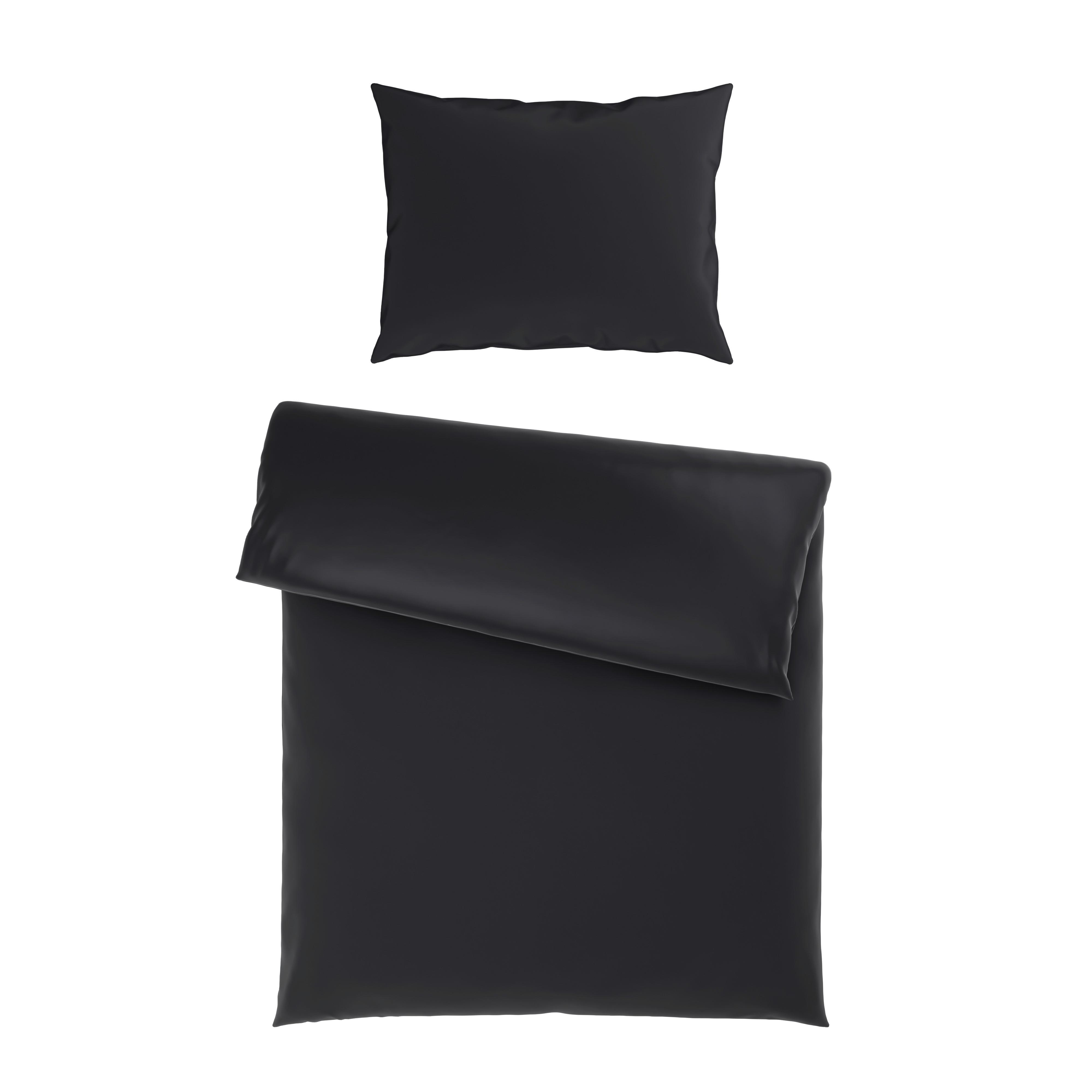 Bettwäsche Xenia Uni Schwarz ca. 140x200cm - Schwarz, MODERN, Textil (140/200cm) - Premium Living