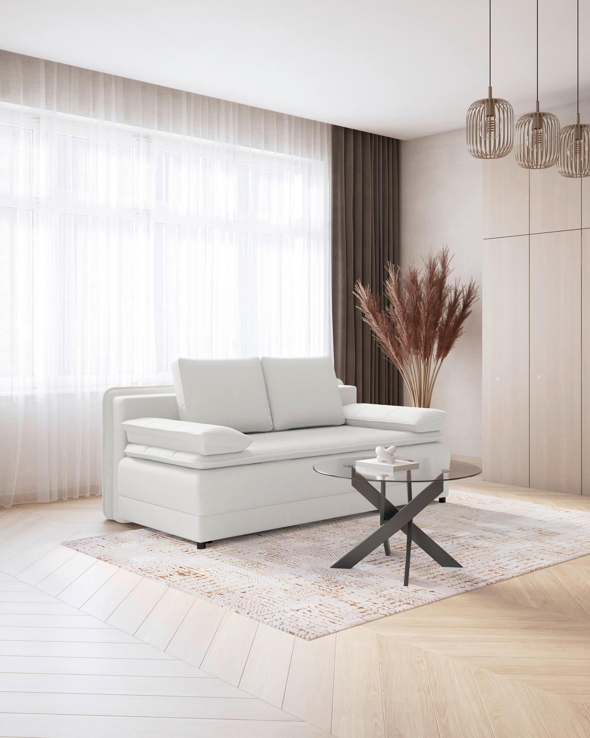 Canapea extensibila ALICE - alb, Modern, textil (202/73-92/105cm) - Modern Living