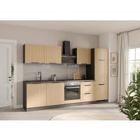 Küchenleerblock Glasgow o. Geräte Eichefarben/Graphit - Eichefarben/Graphitfarben, LIFESTYLE, Holzwerkstoff/Metall (300cm) - Held