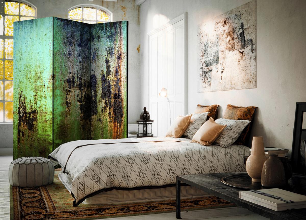 Paravan Emerald Mystery, 3-Delni, Dvostranski - črna/zelena, Basics, tekstil/les (135/172/3cm) - artgeist