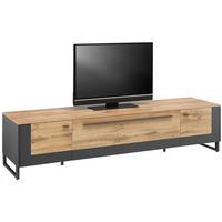 TV-Element Skagen in Schwarz/Eichefarben - Schieferfarben/Eichefarben, MODERN, Holzwerkstoff/Metall (197/47/50cm) - Premium Living