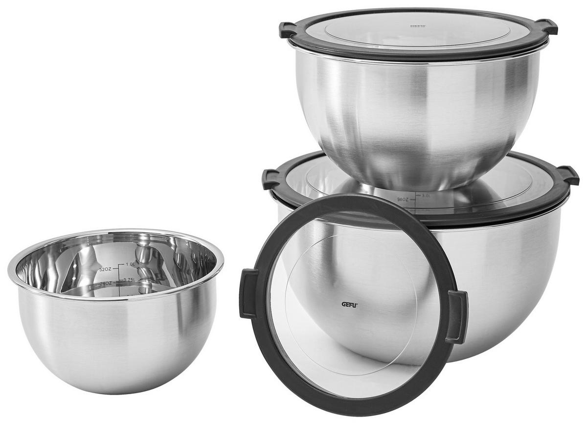 ZESTAW MISEK 89430 - kolor stalowy/czarny, Konventionell, tworzywo sztuczne/metal (16, 20, 24cm) - Gefu