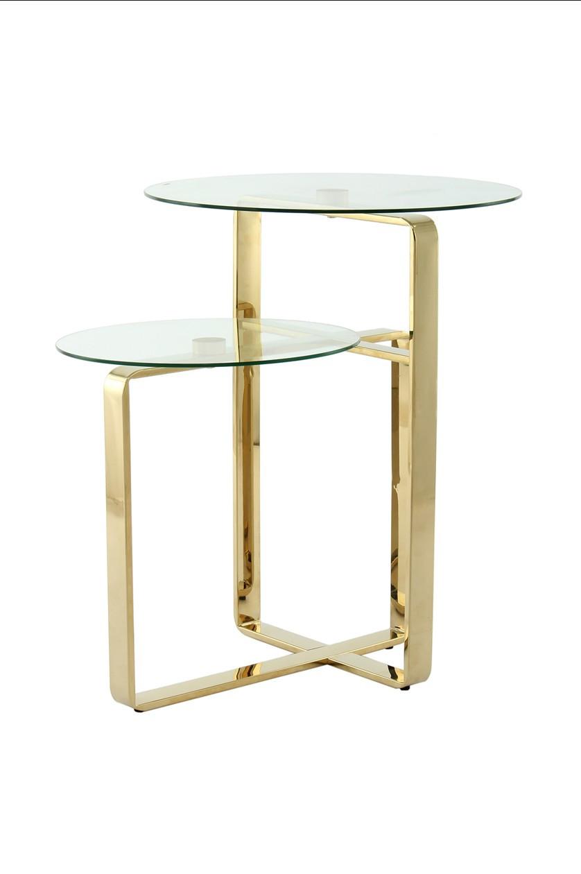 BEISTELLTISCH BEISTELLTISCH CATRICE 100 GOLD - Goldfarben, Design, Glas/Metall (59/60/59cm) - Kayoom