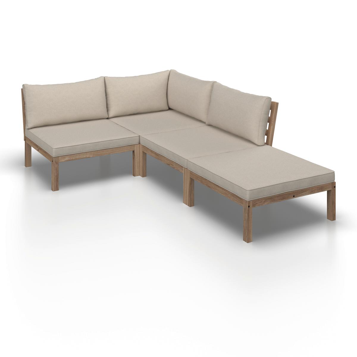 Lounge Garnitura Lina, Krem - krem barve/barve akacije, Moderno, tekstil/les (250/70/80cm) - Bessagi Garden