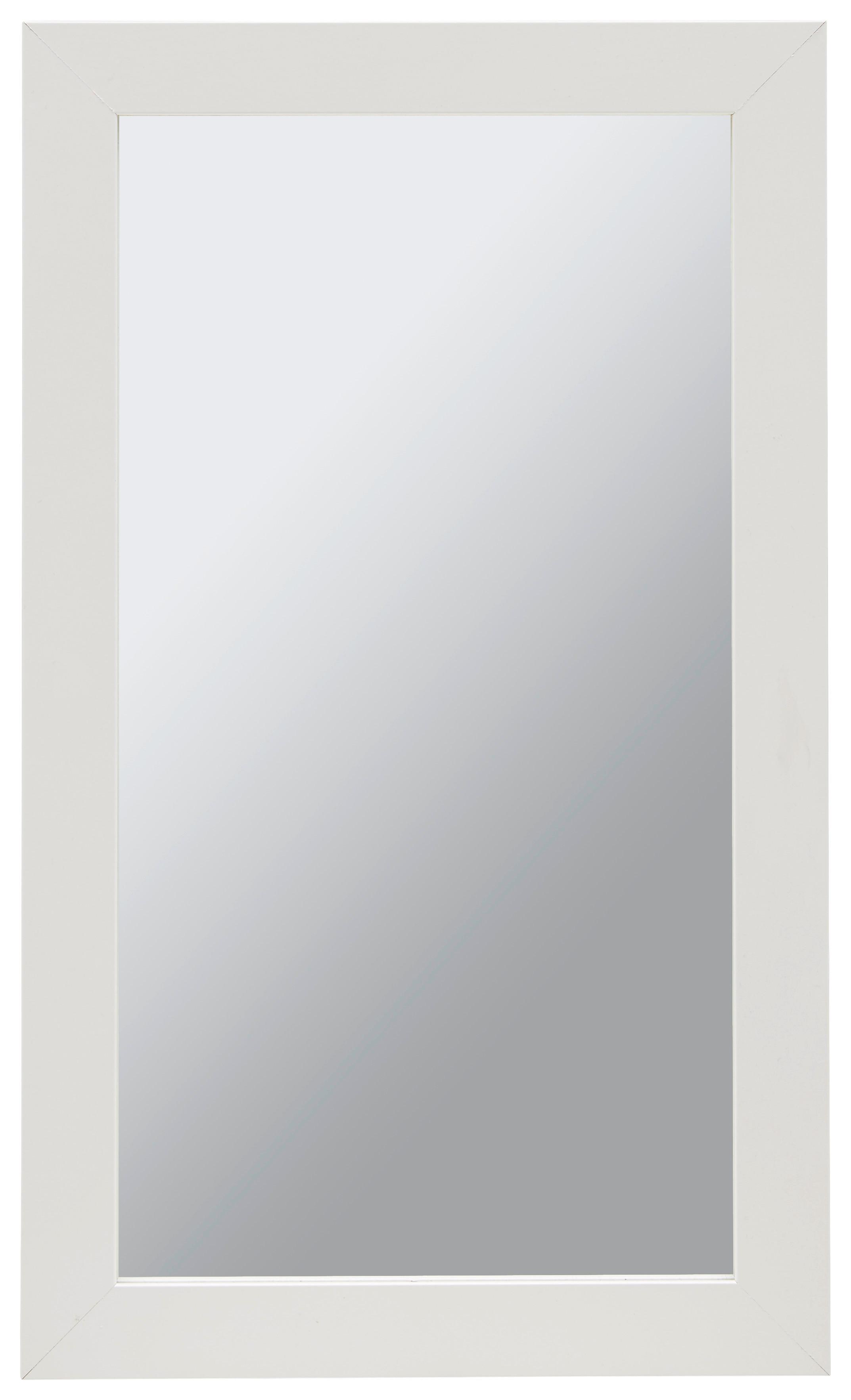 Stensko Ogledalo White Shine -Sb- - bela, Moderno, steklo/leseni material (30/50cm) - Modern Living