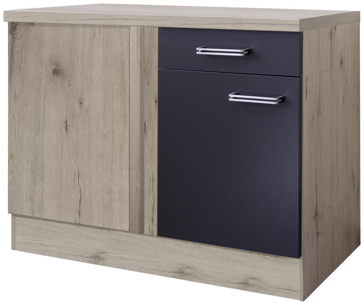 Ormar Kutni Donji Milano - boje hrasta/boje oplemenjenog čelika, Moderno, drvni materijal/metal (110/86/60cm) - Mömax