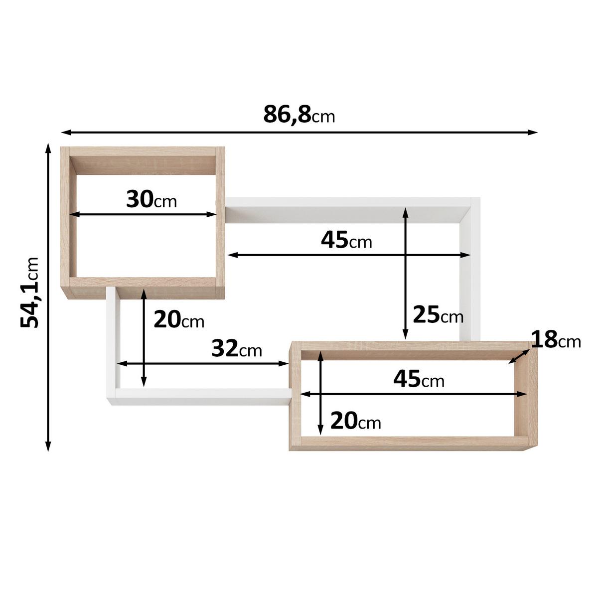 Stenski Regal Trio, Črna - črna, Basics, leseni material (86,8/54,1/18cm) - P & B