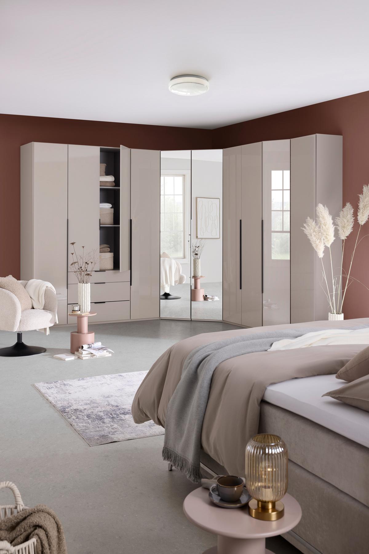 Kosi Ormar New York - sahara/siva, Konvencionalno, staklo/drvni materijal (33/236/58cm) - Premium Living