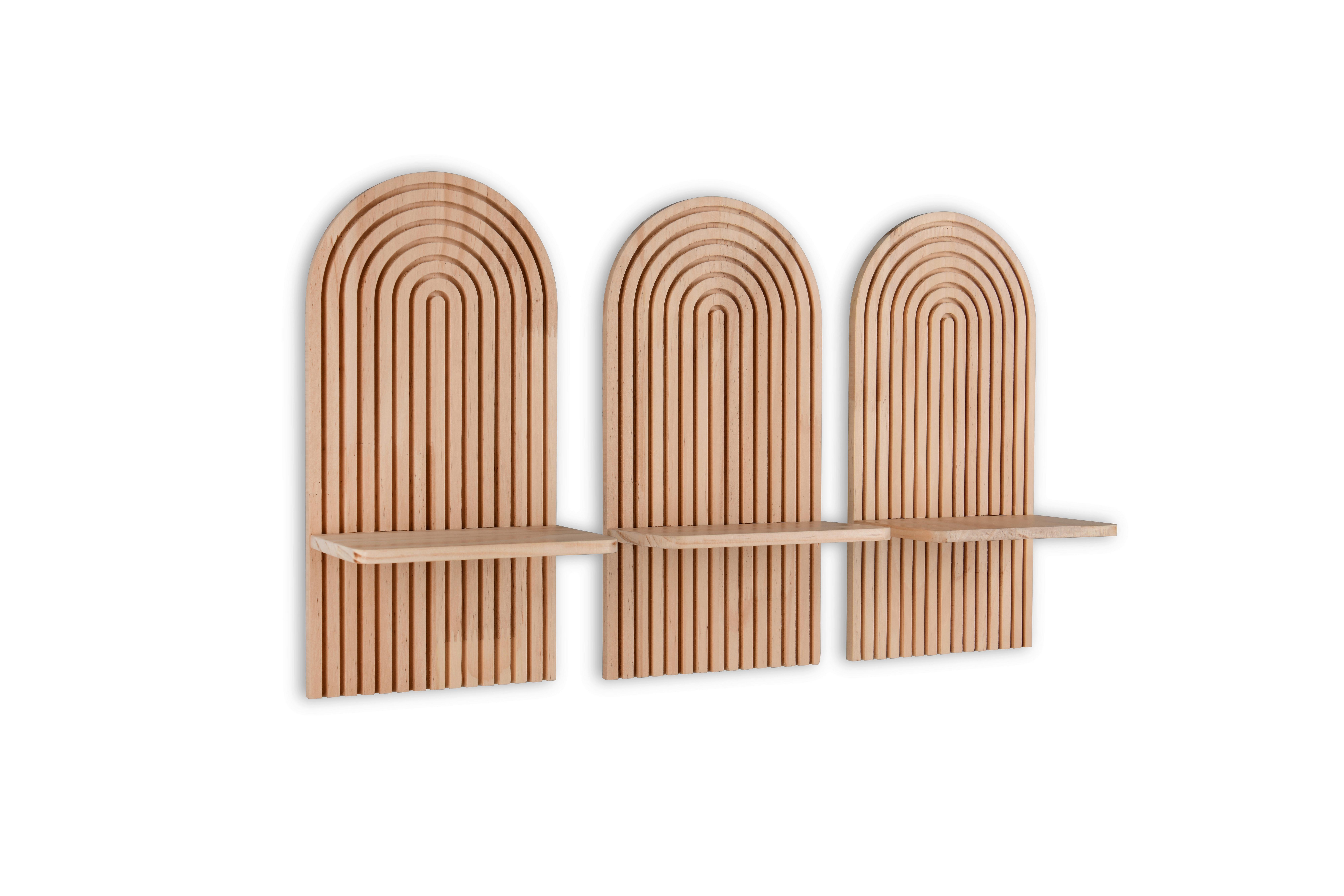 Falipolc Szett 3db-os Elea - natúr színű, Modern, fa (17,8/35/11,5cm)