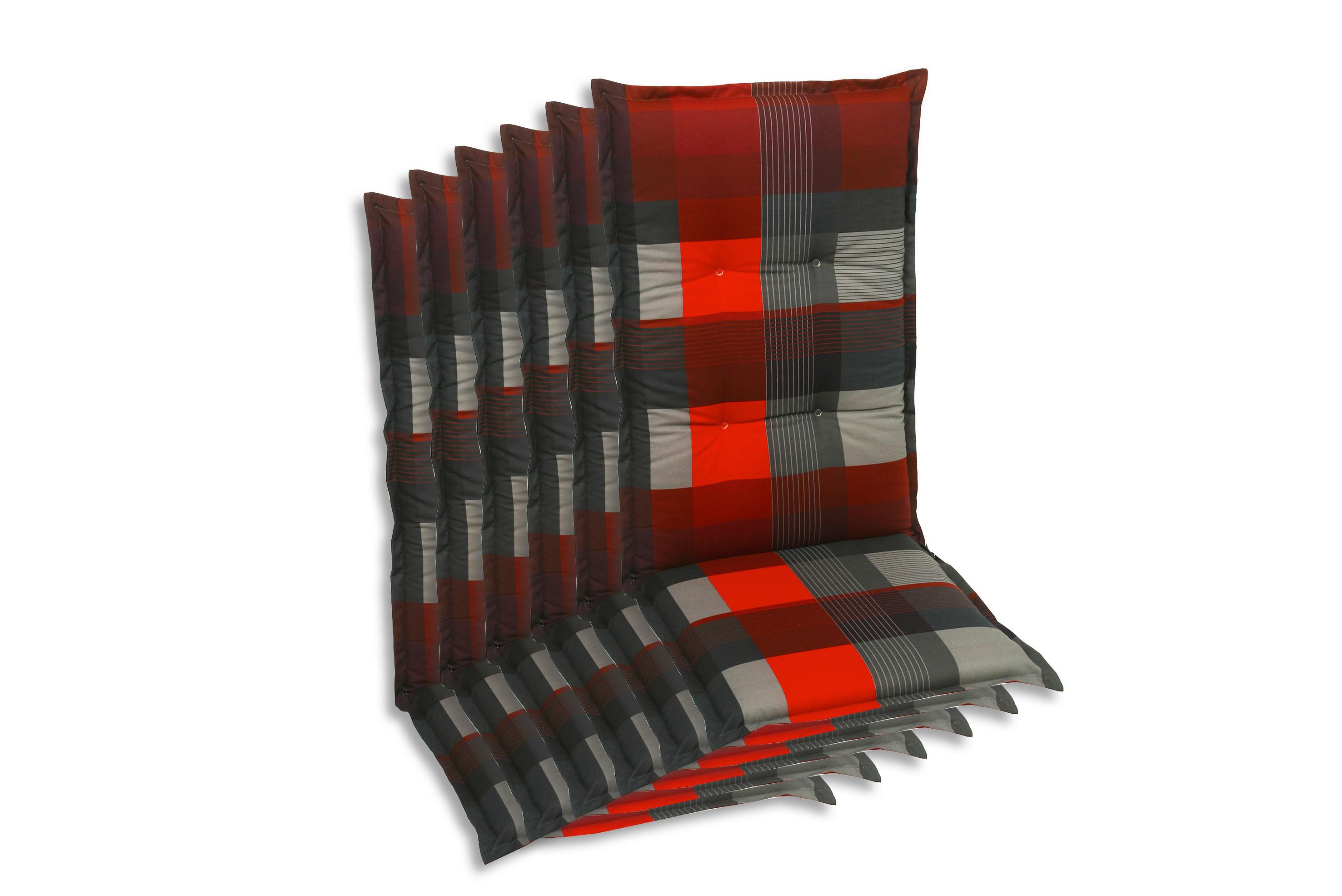 Sesselauflagenset 6-Teilig Grau/Rot - Dunkelgrau/Rot, Basics, Textil (50/7/120cm)