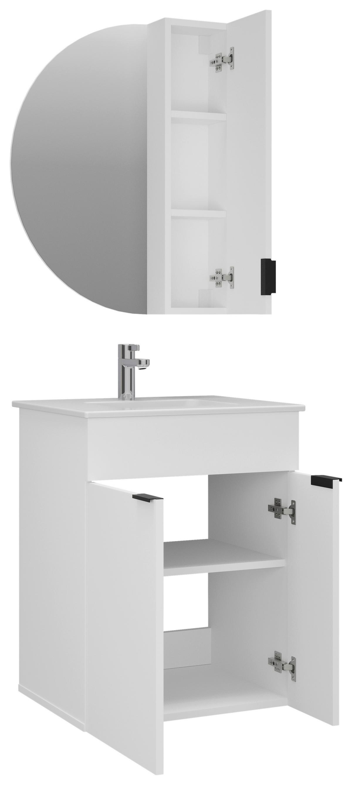 Element S Ogledalom Napoli- Exklusiv- - bijela/crna, Moderno, drvni materijal/metal (60/80/20cm) - Mömax