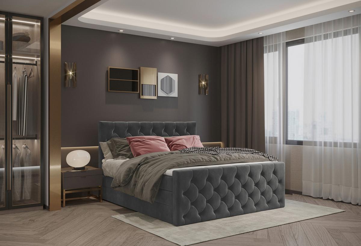 PAT BOXSPRING ELIO - bej/grafit, Romantik / Landhaus, textil (180/200cm) - James Wood