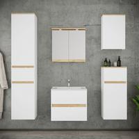 Badezimmer Cosila - Honigeiche/Weiss, Trend, Keramik/Holzwerkstoff (141cm) - MID.YOU