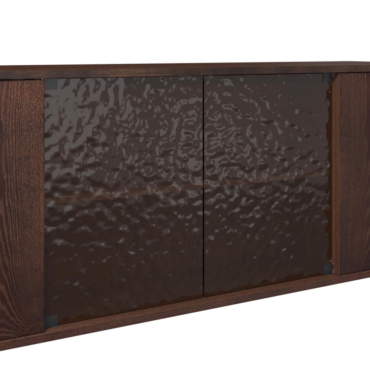 Sideboard Zelia Holz/Glas Braun/Walnussfarben - Walnussfarben/Schwarz, MODERN, Glas/Holz (180/77/45cm) - Bessagi Home