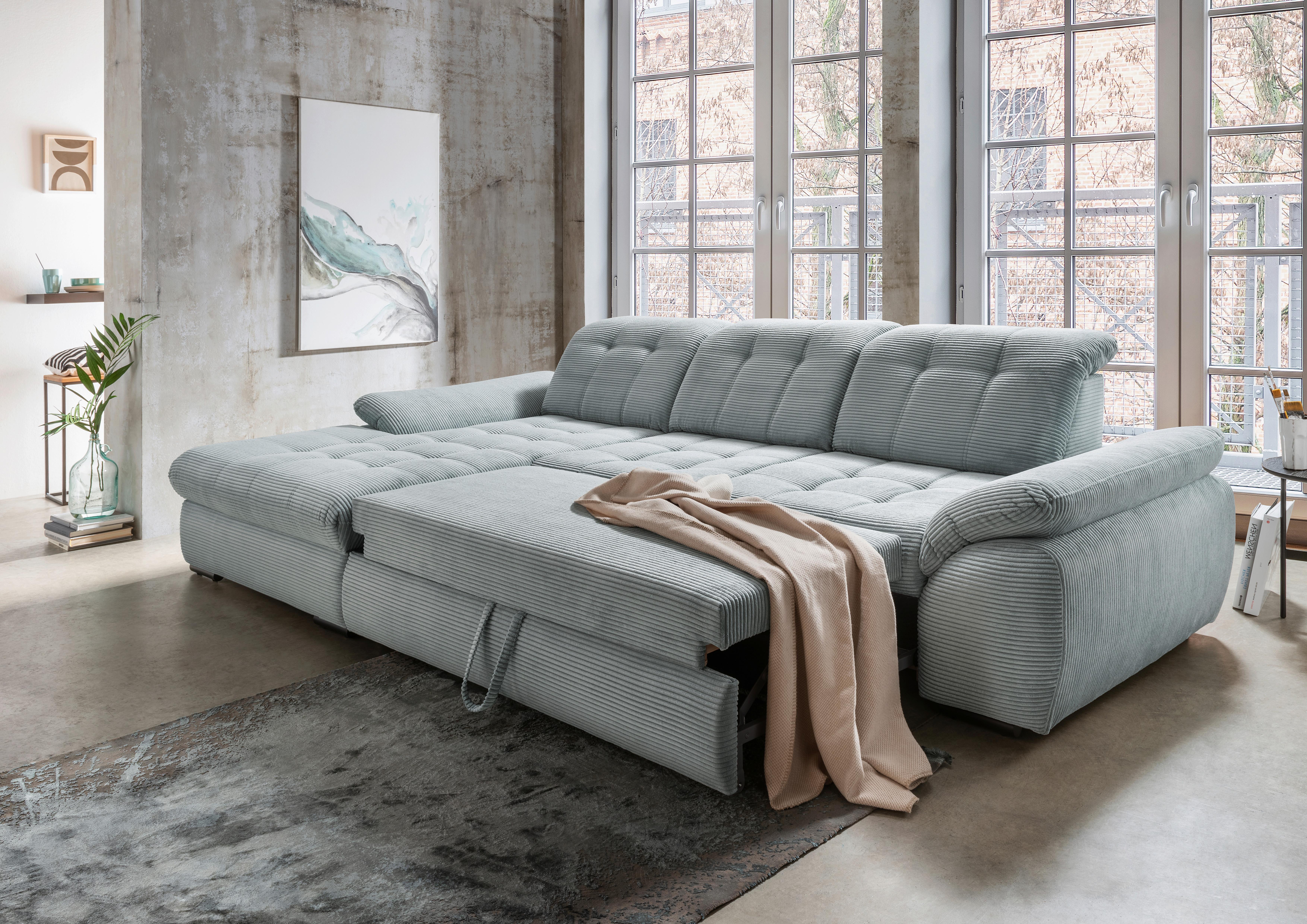 Ecksofa mit Bettkasten Rigatti ca. 184x314 cm Blau - Schwarz/Hellblau, MODERN, Textil/Metall (184/314cm) - Livetastic