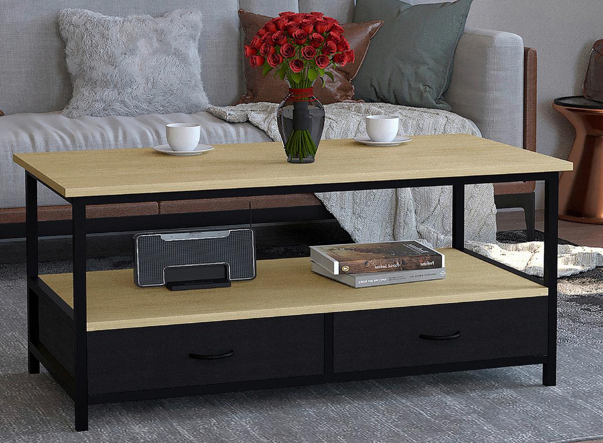 COUCHTISCH FLONILA - Honigeiche/Schwarz, Design, Holzwerkstoff/Metall (100/50/45cm) - MID.YOU
